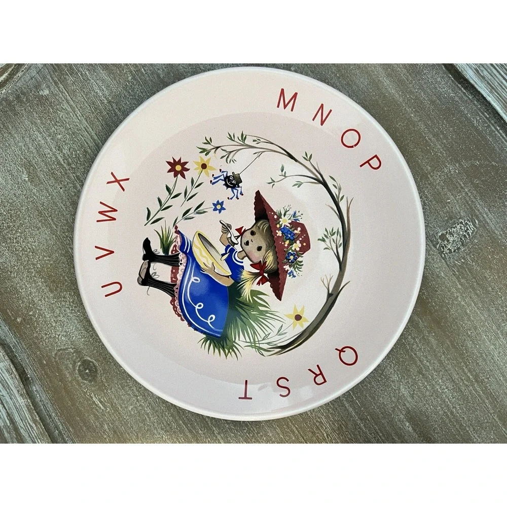 Vtg James Kent Old Foley England Nursery Rhyme Cup Bowl Plate Set Pink Alphabet - Picture 4 of 11